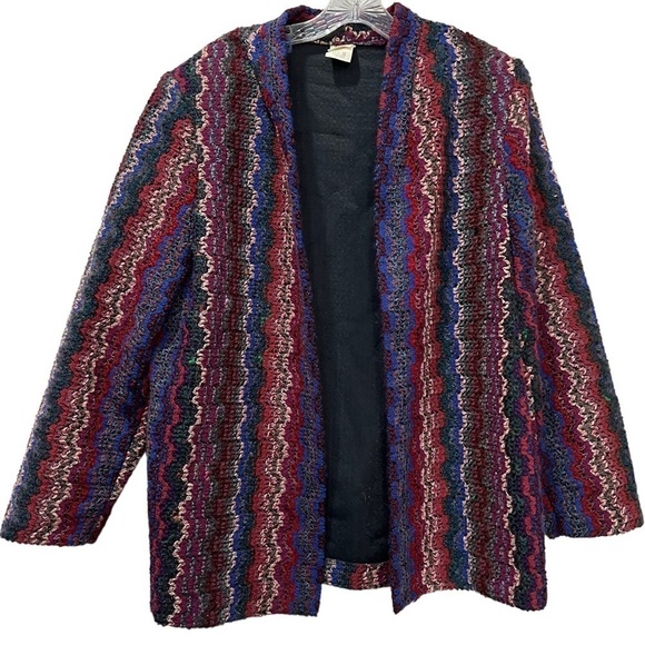 Vintage Large 38 Lady Graff Wool Mohair Chenille Woven Open Lined Sweater C - Picture 1 of 6